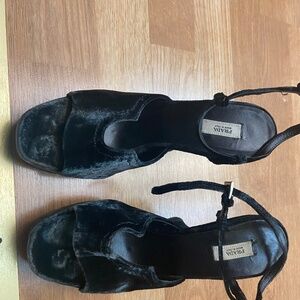 Prada Velvet Black Wedges/Heels - Size 36 1/2 (6)